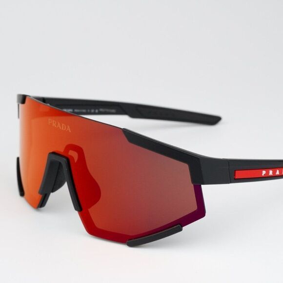 NEW Prada PS04WSF DG002U Black Rubber Brown Orange Rectangle Unisex Sunglasses - Picture 7 of 12